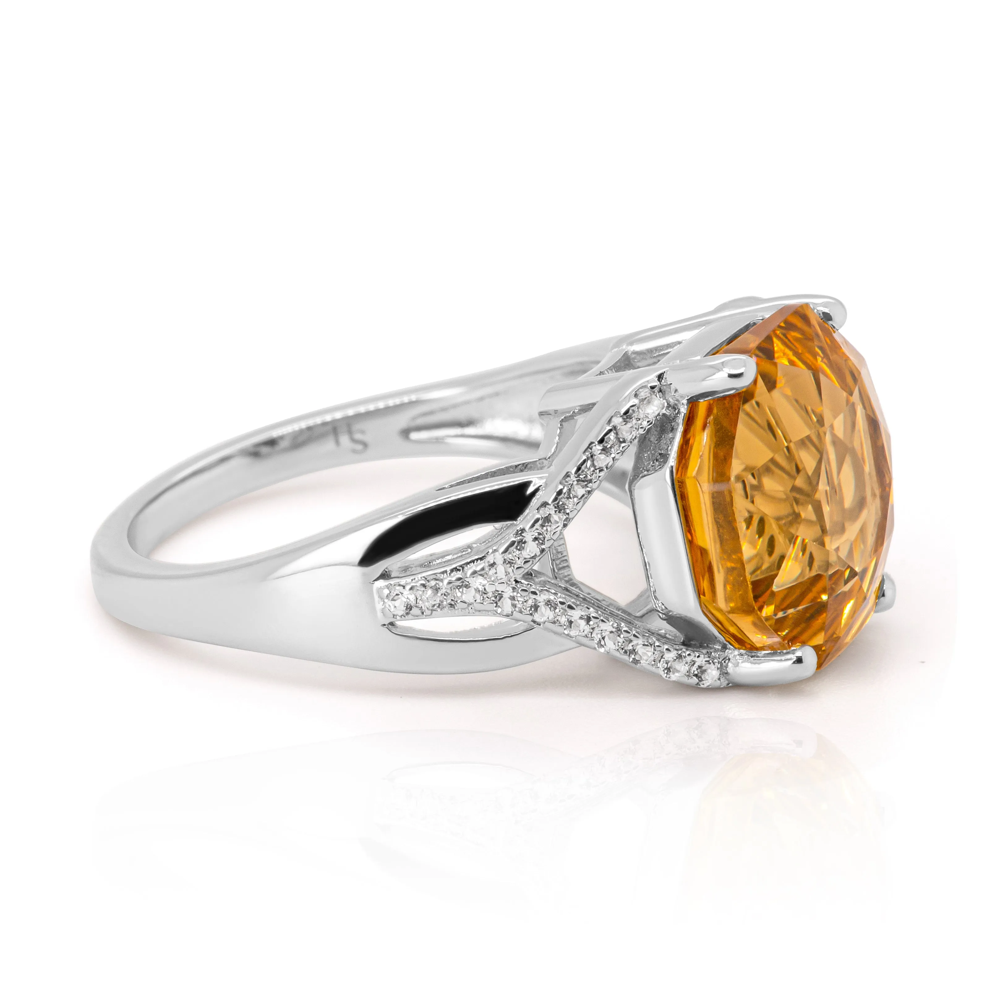 Anzar Concave Citrine Ring in Sterling Silver
