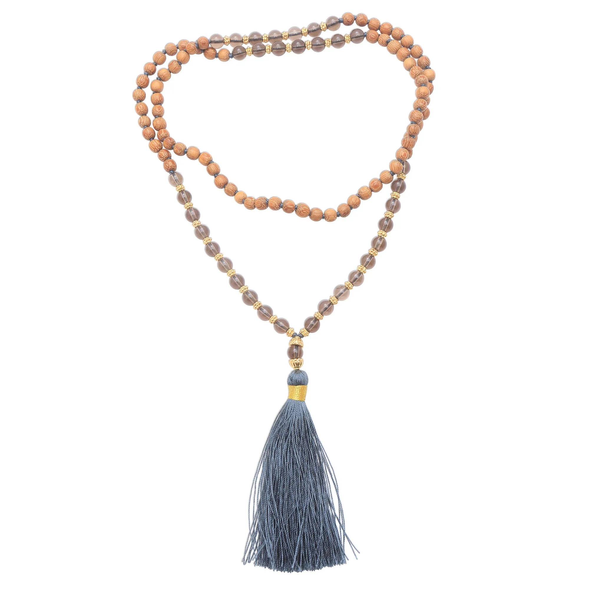 Batuan Harmony 22k Gold Plated Smoky Quartz Beaded Necklace from Bali