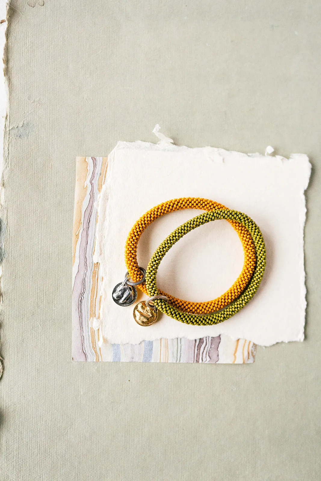 Beaded Bangle   Dog Charm