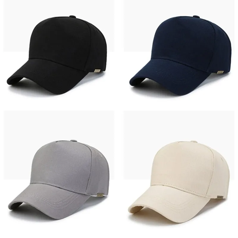 Big Size Cap Men Women Cotton Solid Big Head Trucker Cap Male Bone Baseball Caps Hip Hop Snapback Hat Golf Size60-65cm