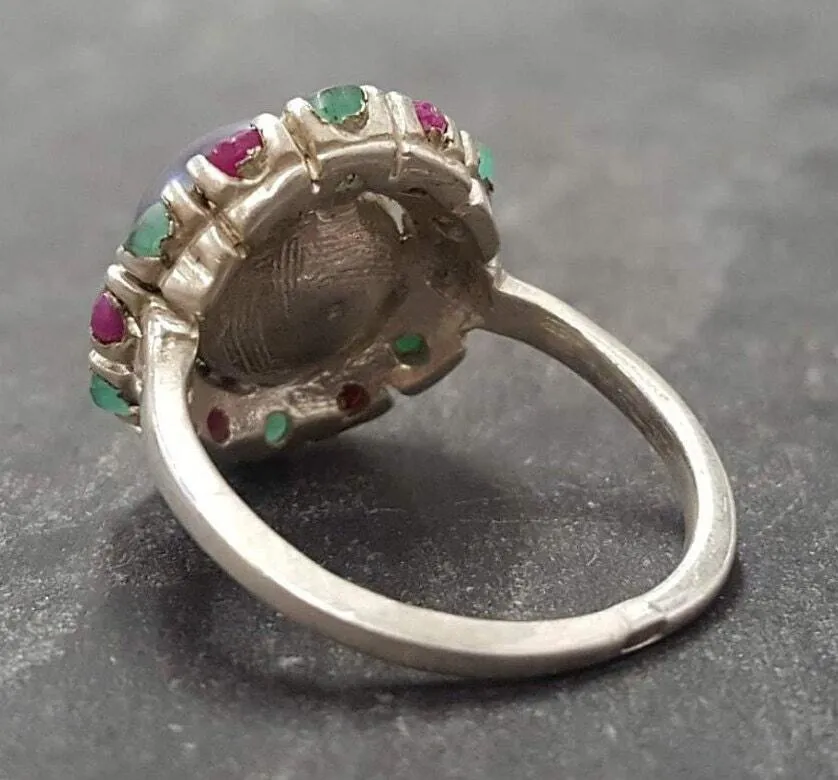 Black Pearl Ring - Pearl Flower Ring - Victorian Pearl Ring