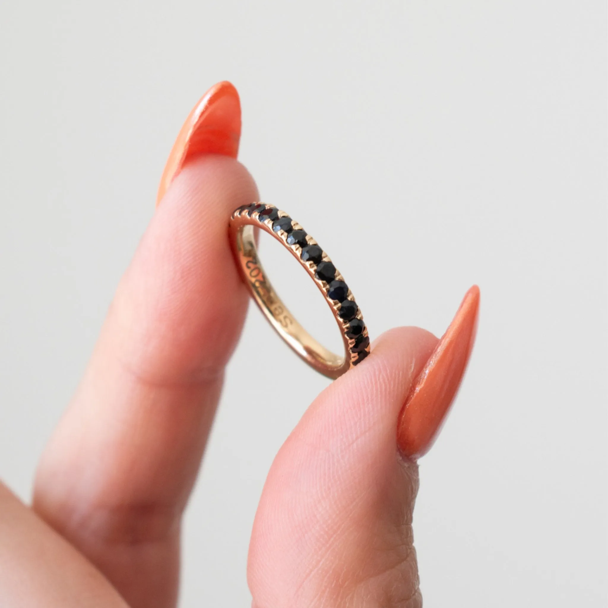 Black Sapphire 3/4 Eternity Band Extra Thick