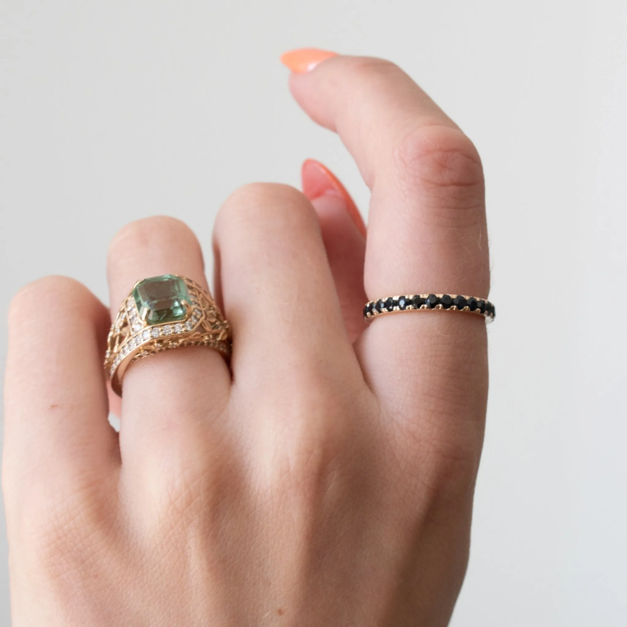 Black Sapphire 3/4 Eternity Band Extra Thick