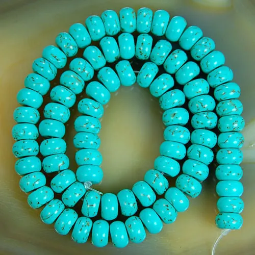 Blue Howlite Turquoise Rondelle Gemstone Round Loose Beads on a 15.5" Strand