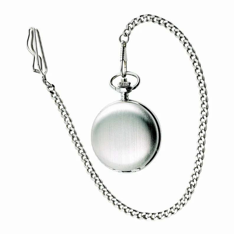 Brushed Finish Pocket Watch with Chain