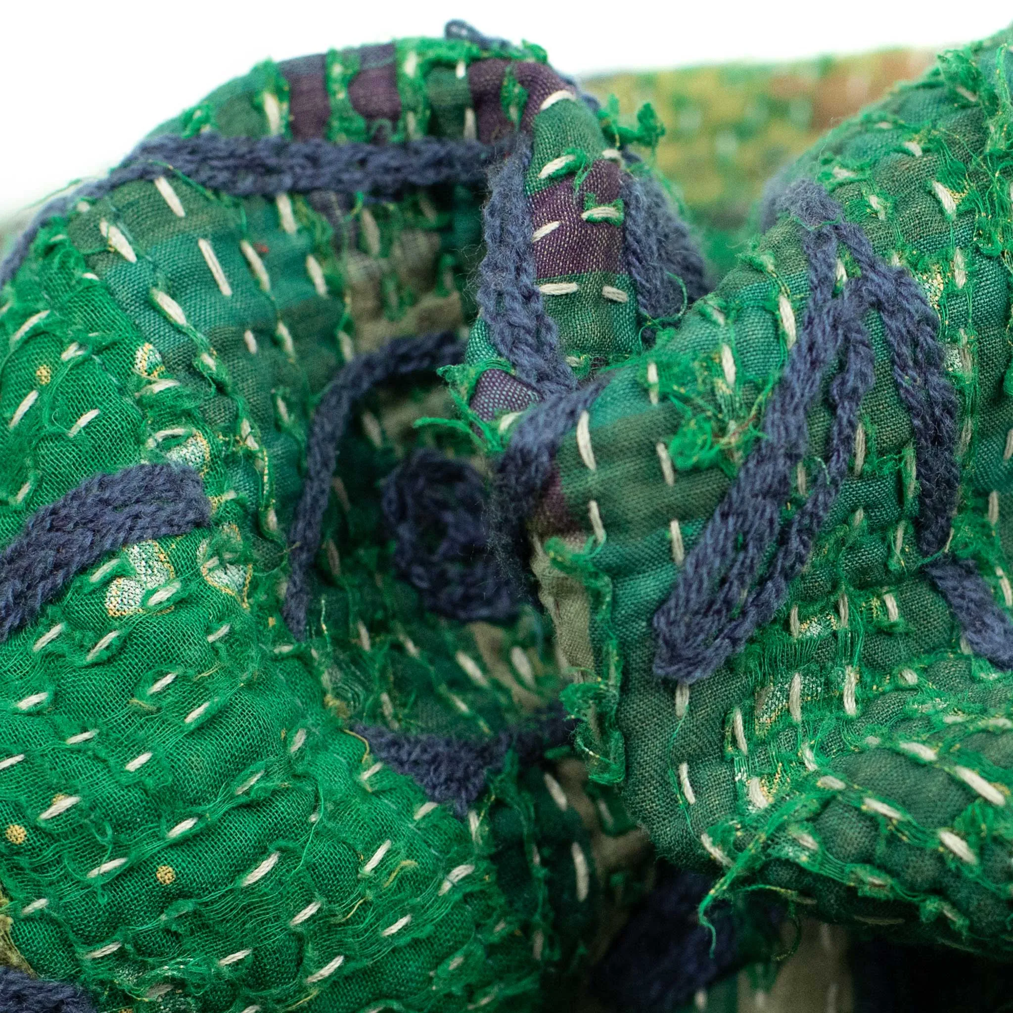 Bucket hat in upcycled hand-embroidered saris and blankets