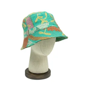 Bucket hat in upcycled hand-embroidered saris and blankets