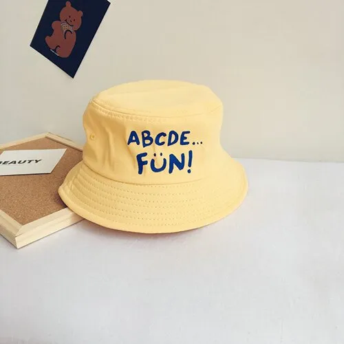 Casual Children's Bucket Hats Letter Decor Cotton Panama Cap Girls Boys Outdoor Beach Sun Hat  Camping Fishing Cap