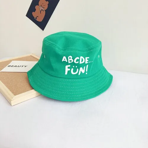 Casual Children's Bucket Hats Letter Decor Cotton Panama Cap Girls Boys Outdoor Beach Sun Hat  Camping Fishing Cap