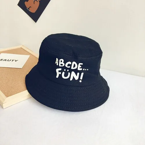Casual Children's Bucket Hats Letter Decor Cotton Panama Cap Girls Boys Outdoor Beach Sun Hat  Camping Fishing Cap
