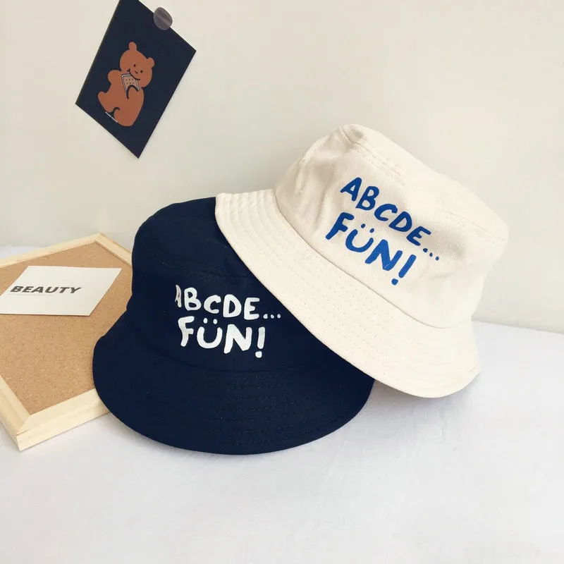 Casual Children's Bucket Hats Letter Decor Cotton Panama Cap Girls Boys Outdoor Beach Sun Hat  Camping Fishing Cap