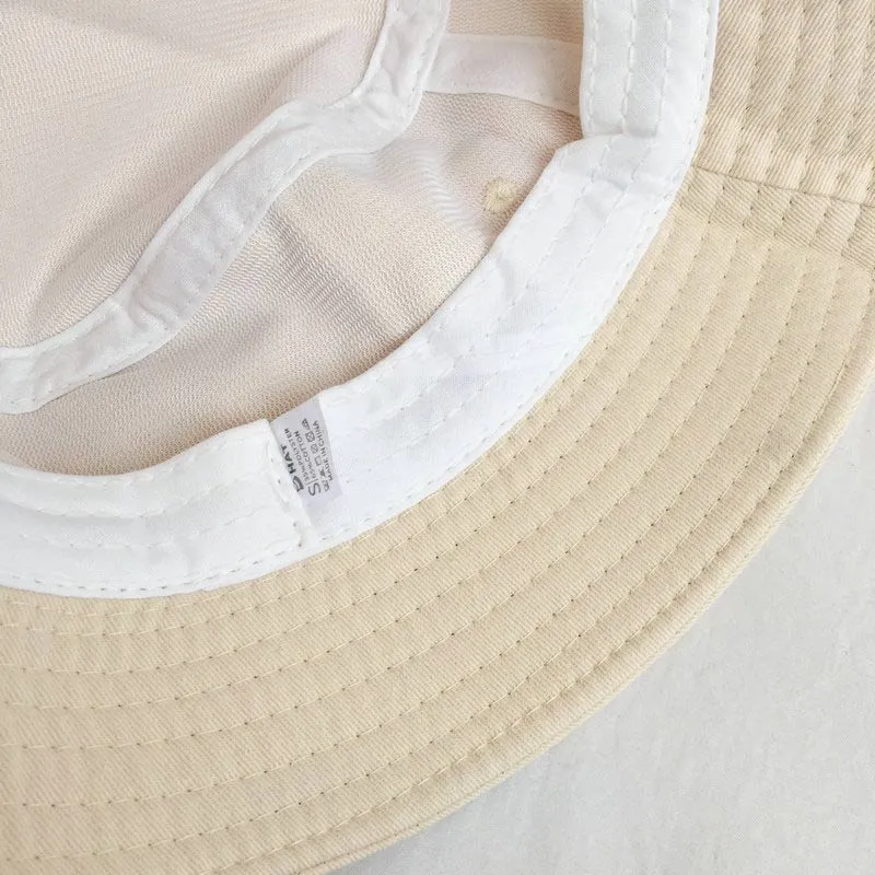 Casual Children's Bucket Hats Letter Decor Cotton Panama Cap Girls Boys Outdoor Beach Sun Hat  Camping Fishing Cap