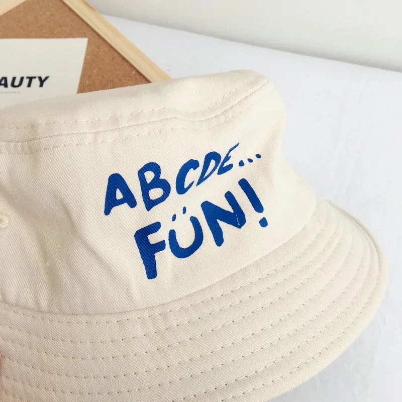 Casual Children's Bucket Hats Letter Decor Cotton Panama Cap Girls Boys Outdoor Beach Sun Hat  Camping Fishing Cap