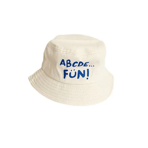 Casual Children's Bucket Hats Letter Decor Cotton Panama Cap Girls Boys Outdoor Beach Sun Hat  Camping Fishing Cap