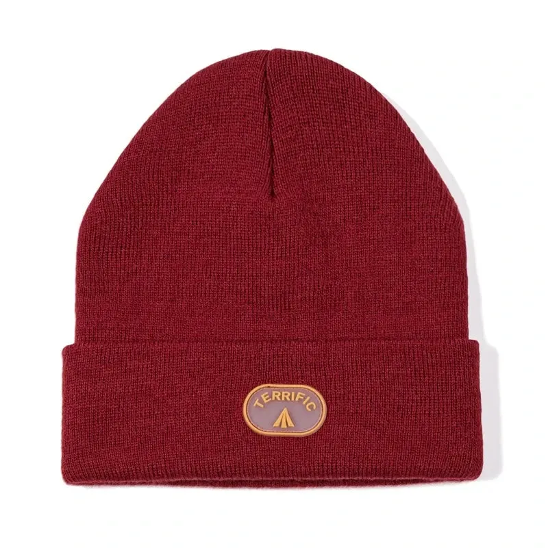 Casual Retro Warm Cotton Knitted Cap - Wine Red Big Head Hat