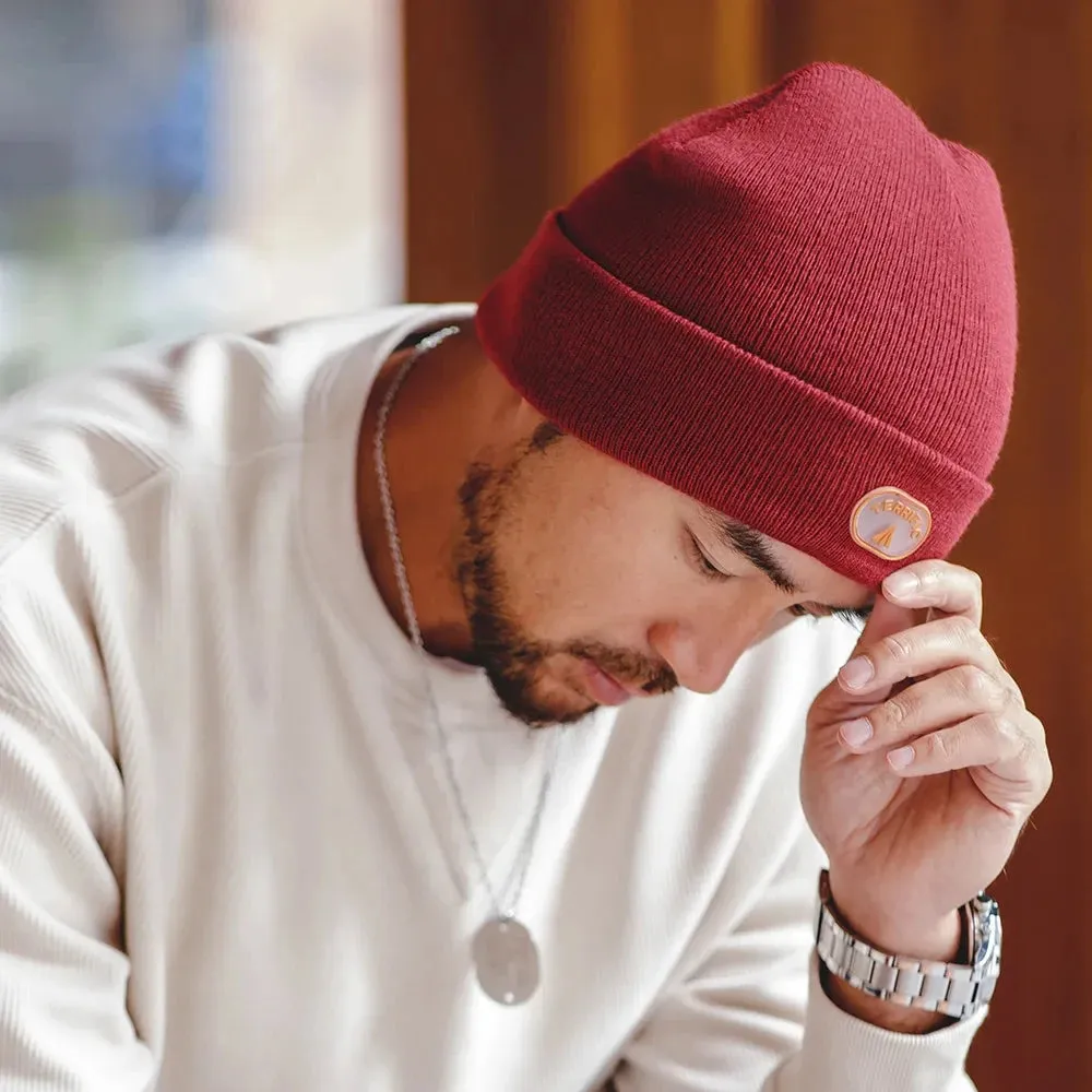 Casual Retro Warm Cotton Knitted Cap - Wine Red Big Head Hat