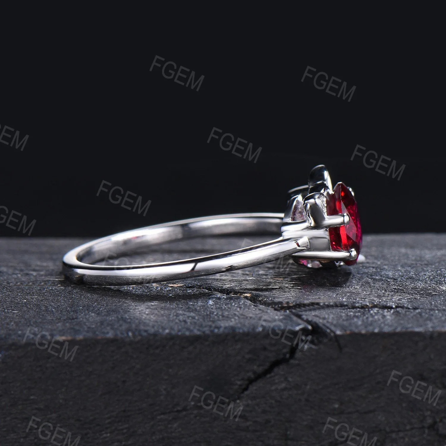 Cat Design Round Ruby Ring Unique Cat Ruby Moissanite Wedding Ring Nature Inspired Leaves Ring July Birthstone Jewelry Gift For Daughter