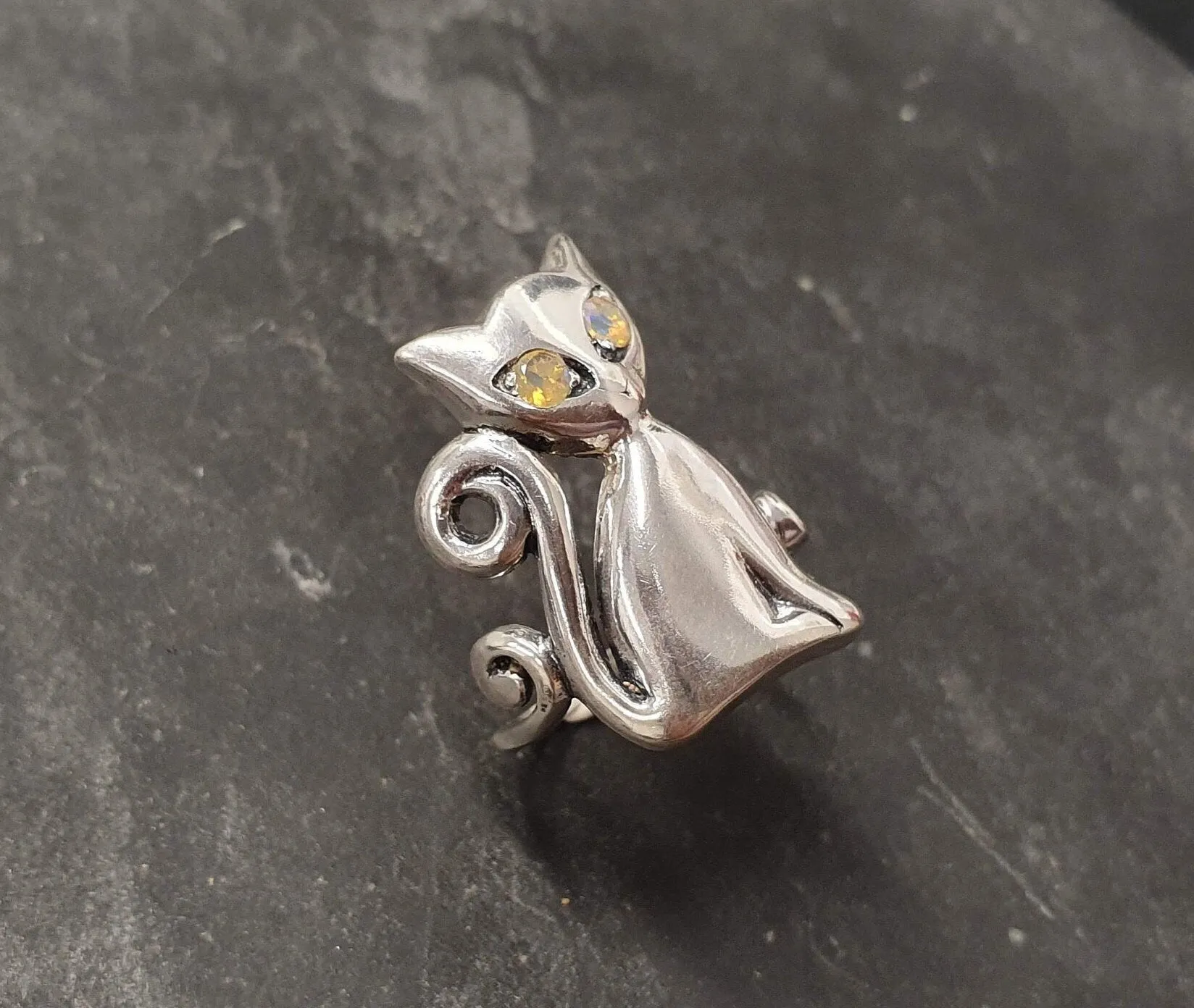 Cat Opal Ring - Natural Opal Ring - Silver Cat Ring