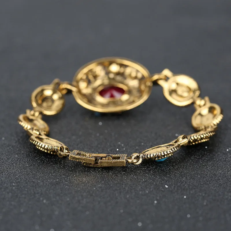 Charm Turkish Jewelry Ellipse Multicolor Resin Austrian Crystals Gold Plated Bracelet For Women Fashion Clothing Accessories