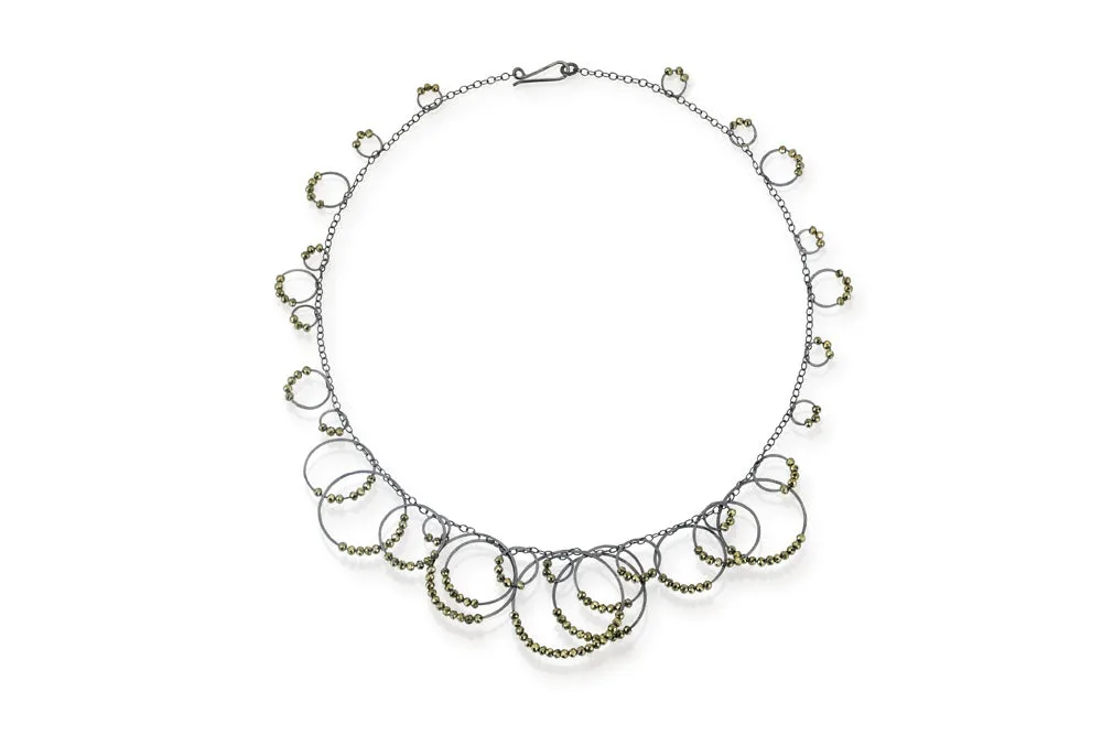 Circle Bunches Necklace with Stones - medium