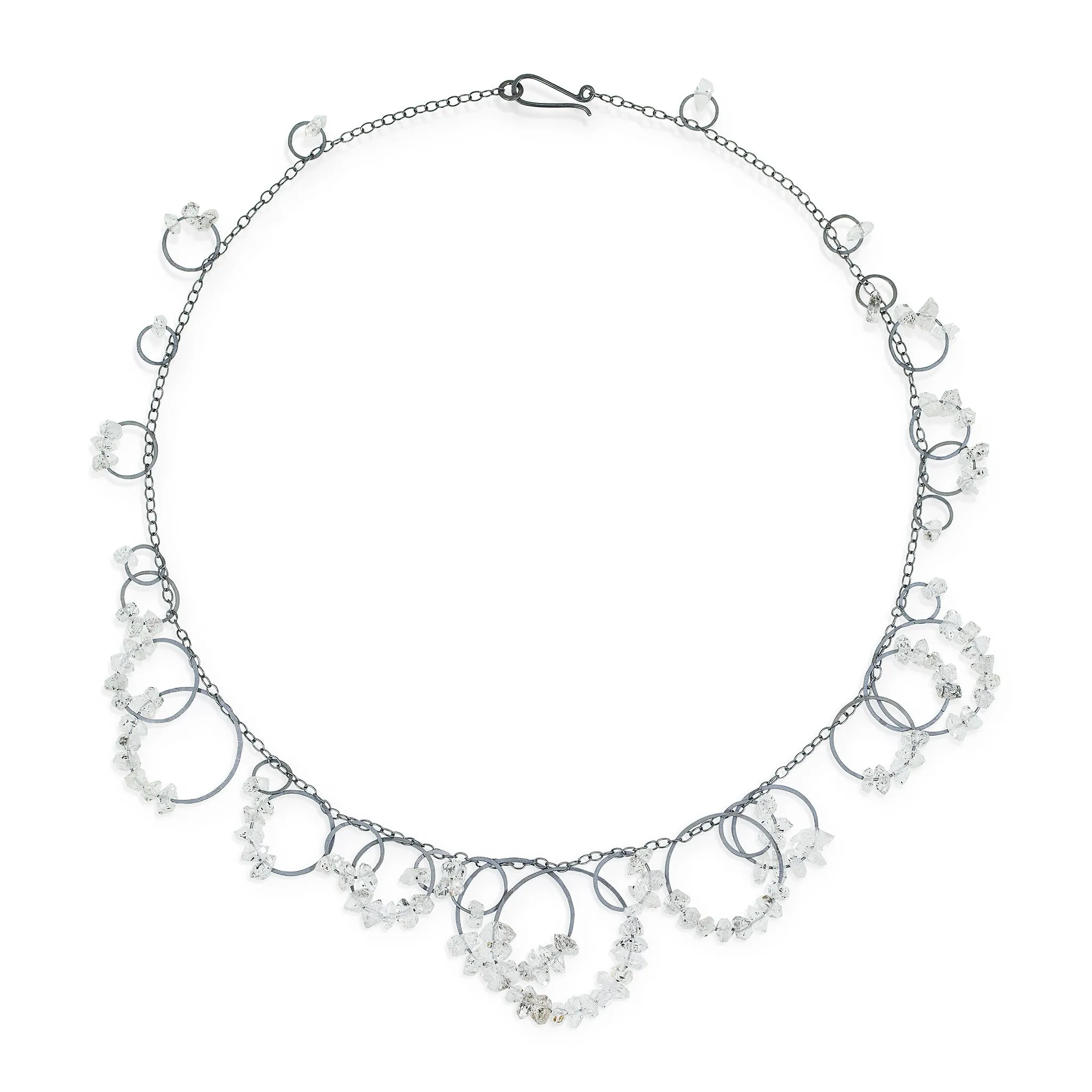 Circle Bunches Necklace with Stones - medium