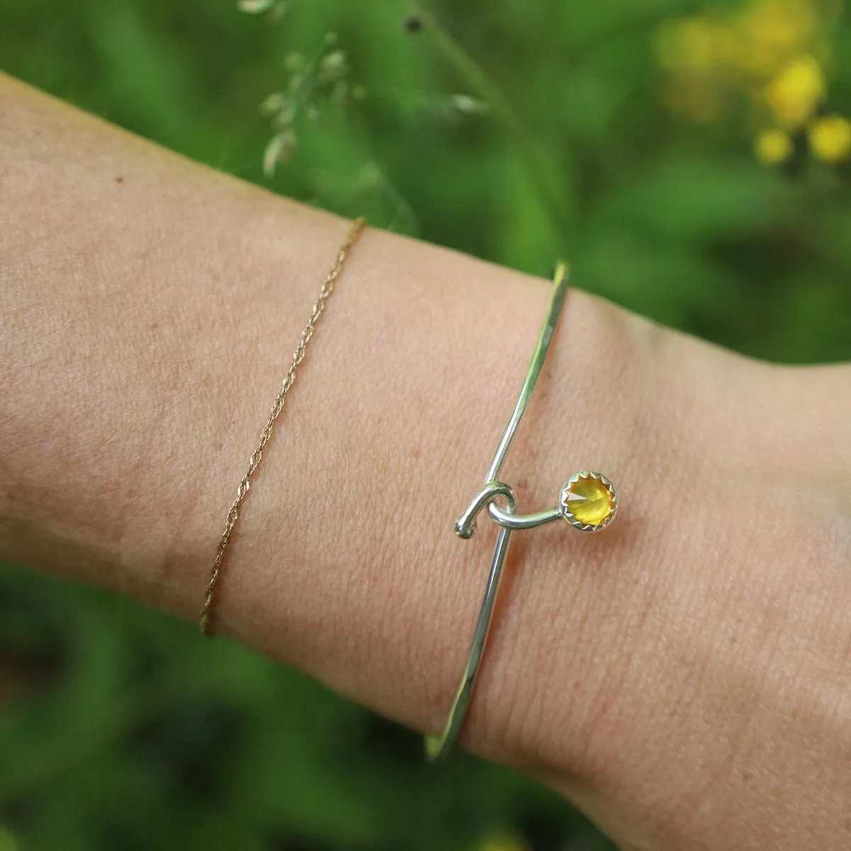 Citrine Dew Drop Silver Bracelet