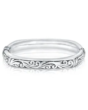 Closed Square Sterling Silver Paisley Bangle