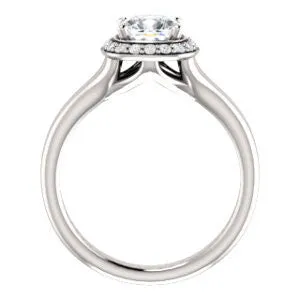 Cubic Zirconia Engagement Ring- The Bebi (Customizable Cathedral-Halo Cushion Cut Design with Wide Split Band)