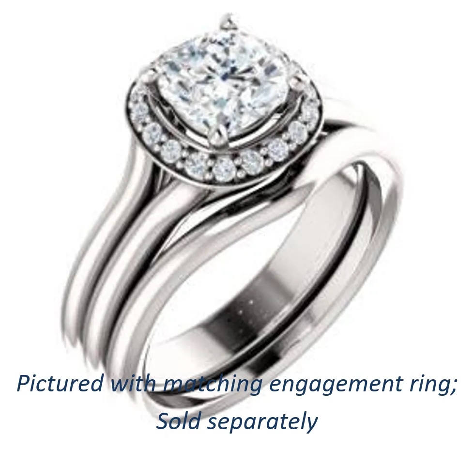 Cubic Zirconia Engagement Ring- The Bebi (Customizable Cathedral-Halo Cushion Cut Design with Wide Split Band)