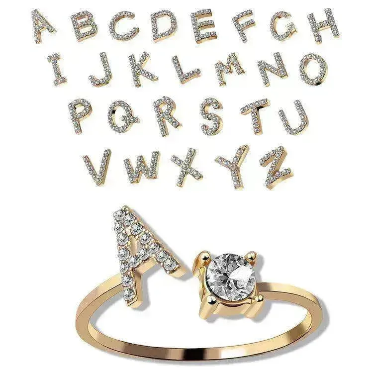 Customizable 26-Letter Ring: Fashionable & Elegant Jewelry