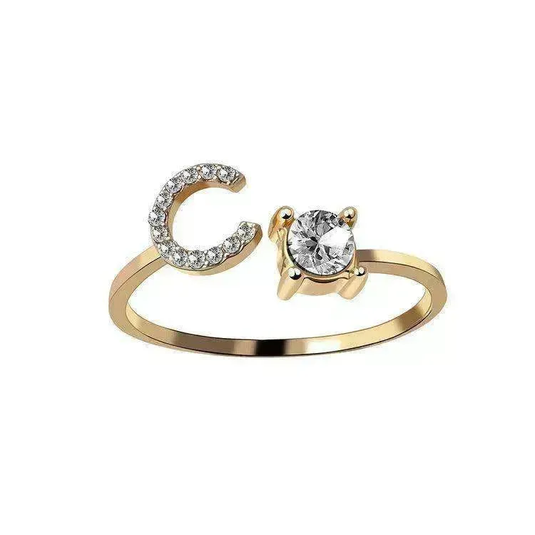 Customizable 26-Letter Ring: Fashionable & Elegant Jewelry