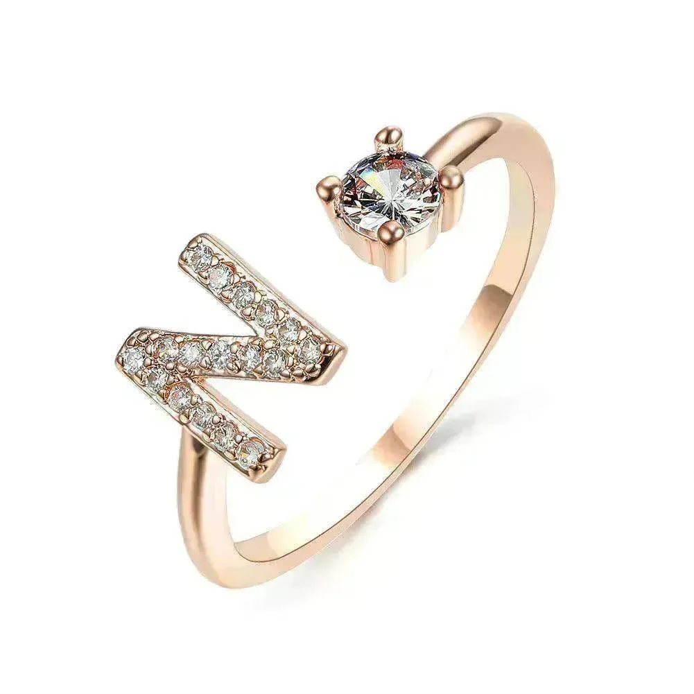 Customizable 26-Letter Ring: Fashionable & Elegant Jewelry