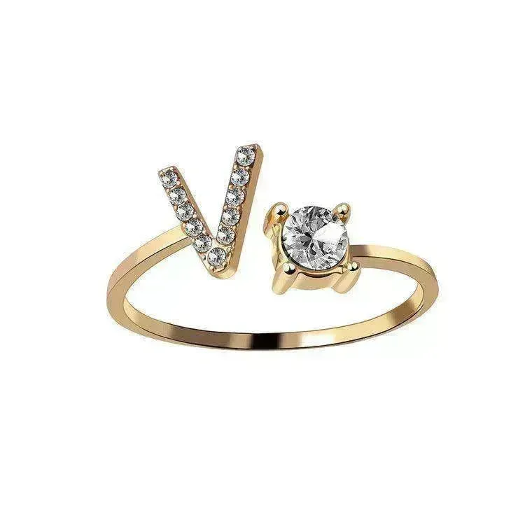 Customizable 26-Letter Ring: Fashionable & Elegant Jewelry