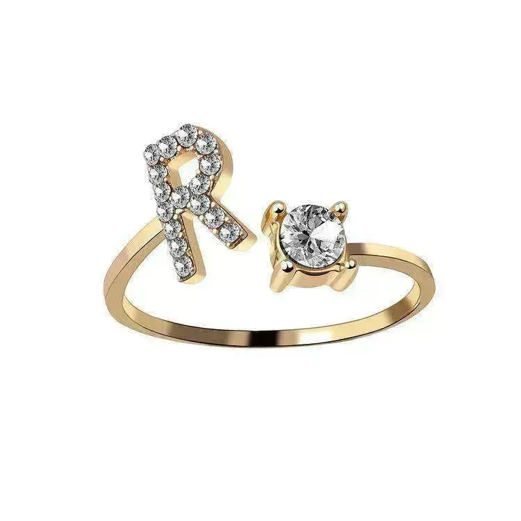 Customizable 26-Letter Ring: Fashionable & Elegant Jewelry