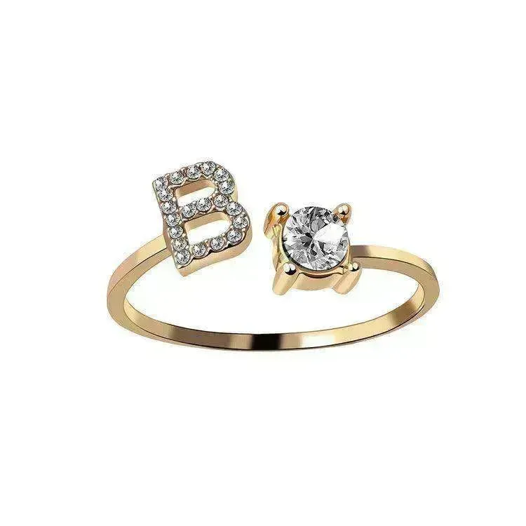 Customizable 26-Letter Ring: Fashionable & Elegant Jewelry