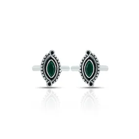 Delightful Green Cut Stone Silver Toe Rings