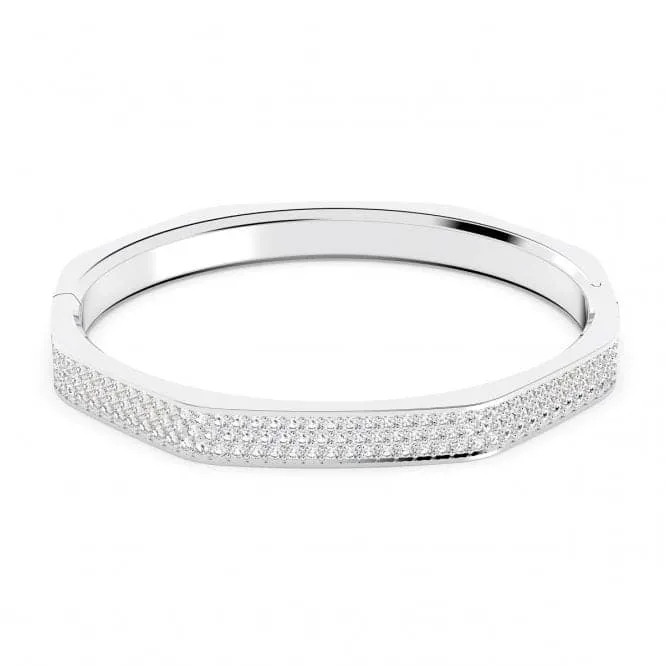 Dextera Rhodium Plated White Octagon Bangle