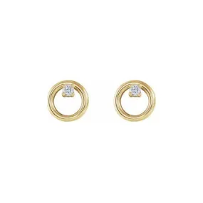 Diamond Accent Gold Circle Stud Earrings