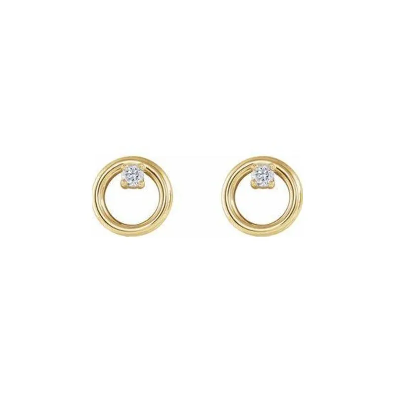 Diamond Accent Gold Circle Stud Earrings
