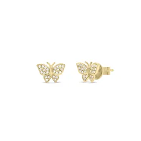 Diamond Butterfly Stud Earrings