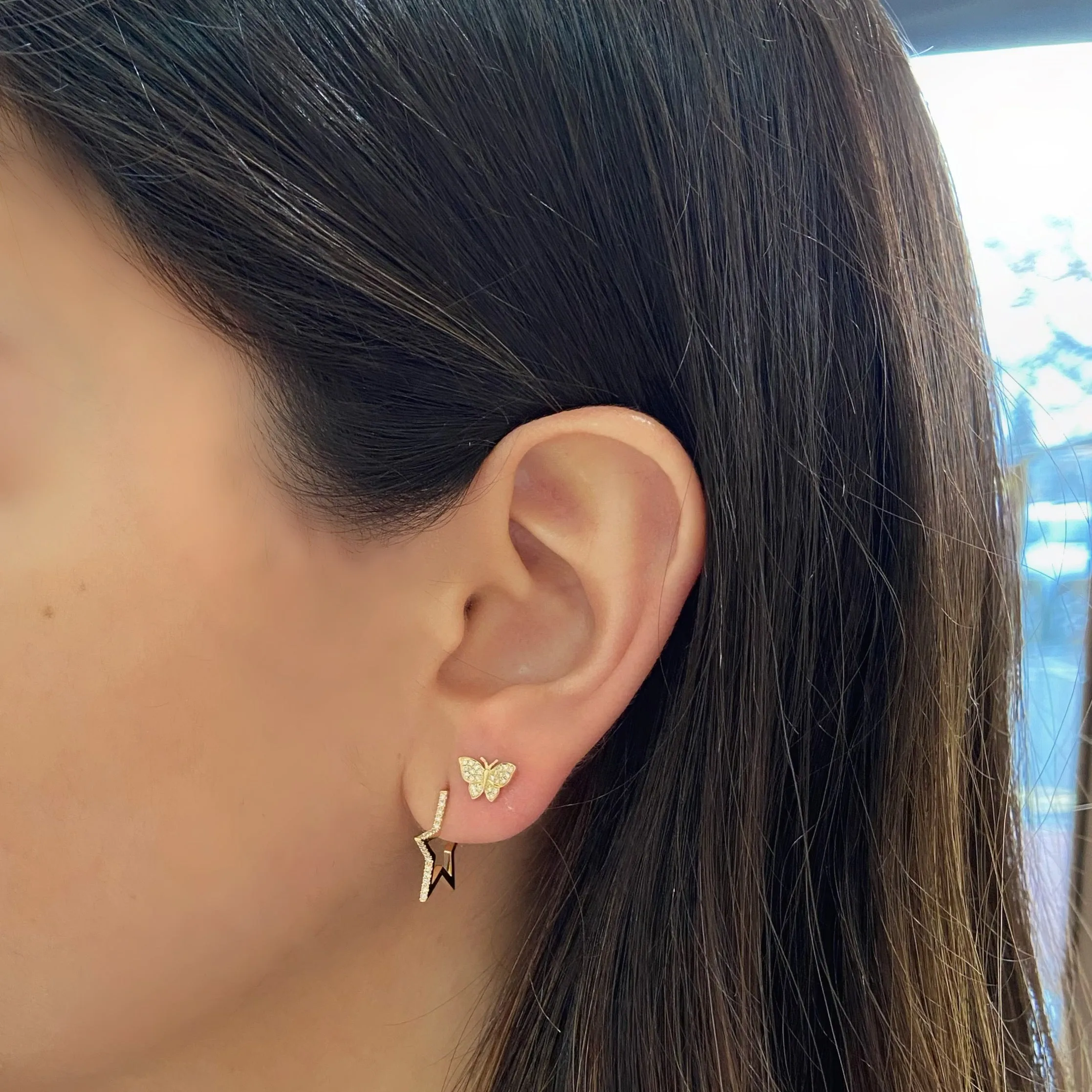 Diamond Butterfly Stud Earrings