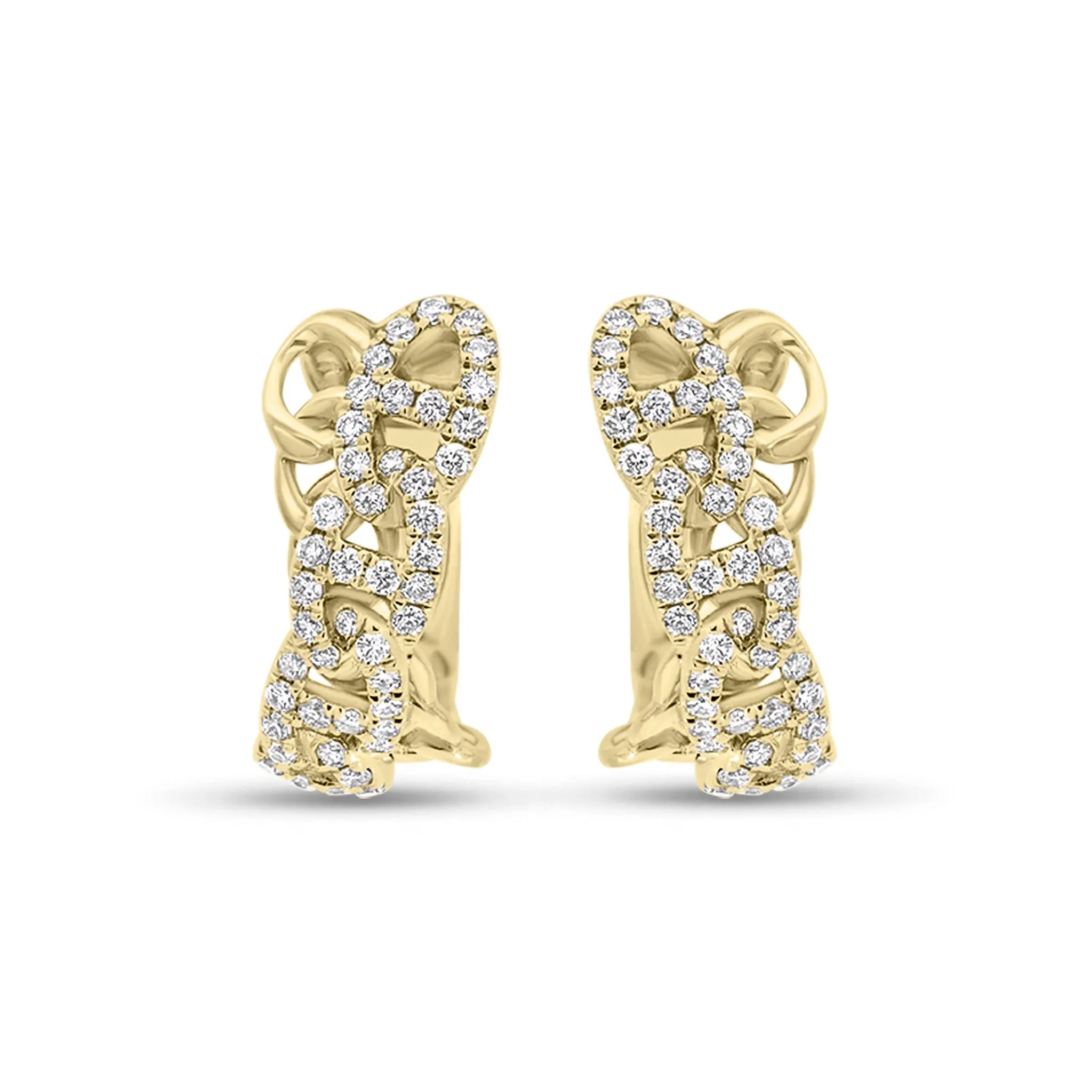 Diamond Crossover Tri-Link Huggie Earrings