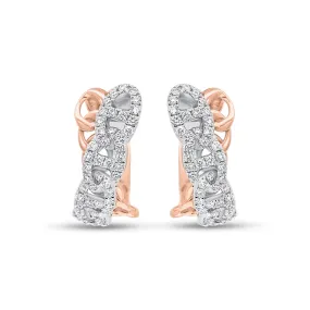 Diamond Crossover Tri-Link Huggie Earrings