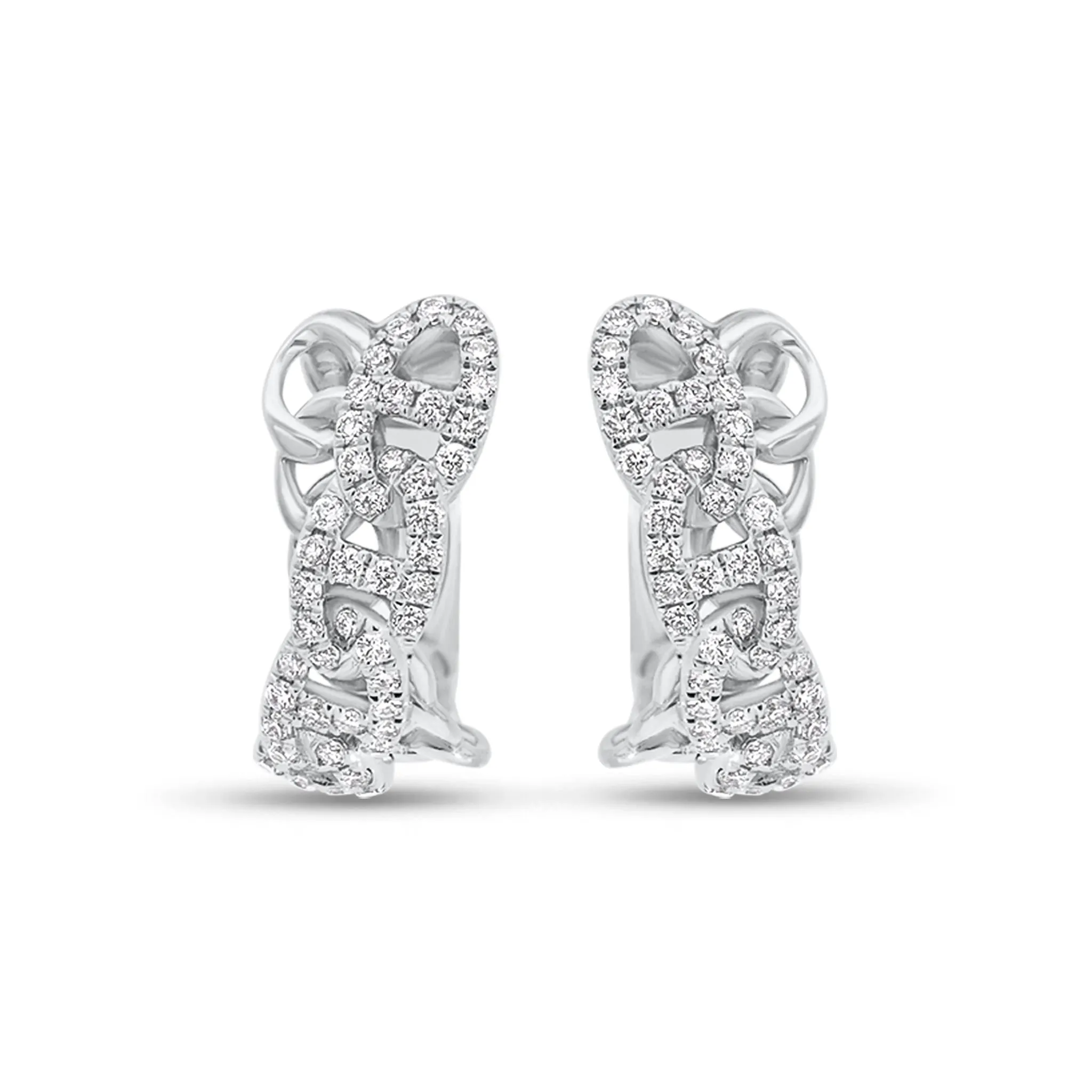 Diamond Crossover Tri-Link Huggie Earrings