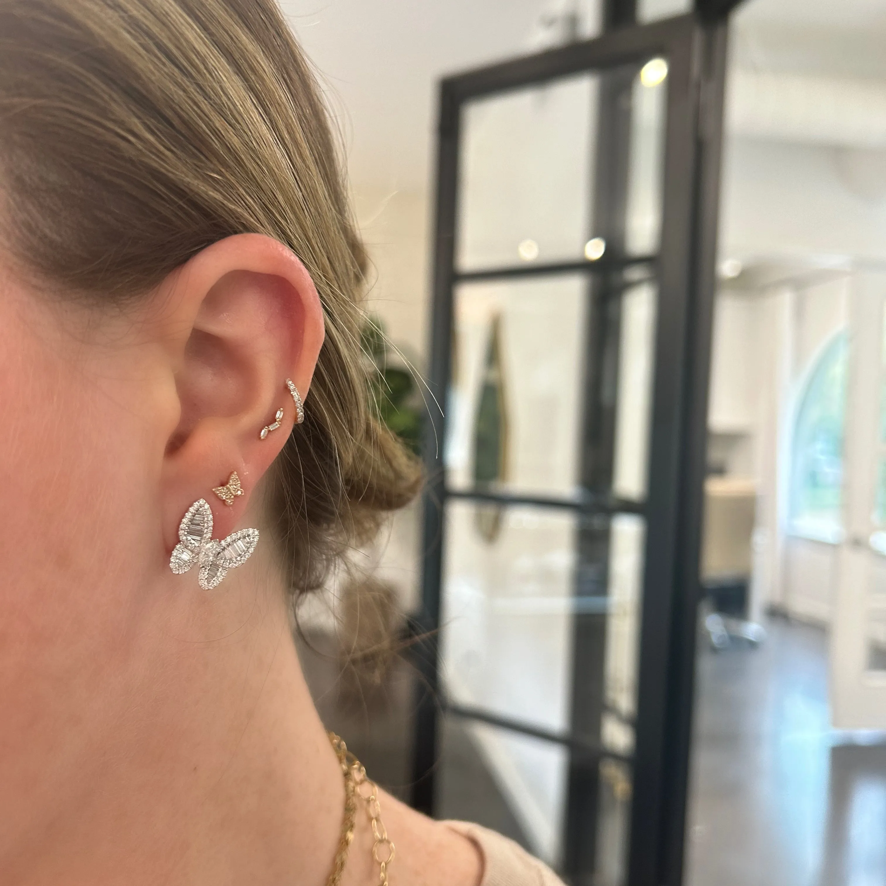 Diamond Mosaic Butterfly Earrings