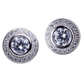 Diamond Simulant Halo Earrings