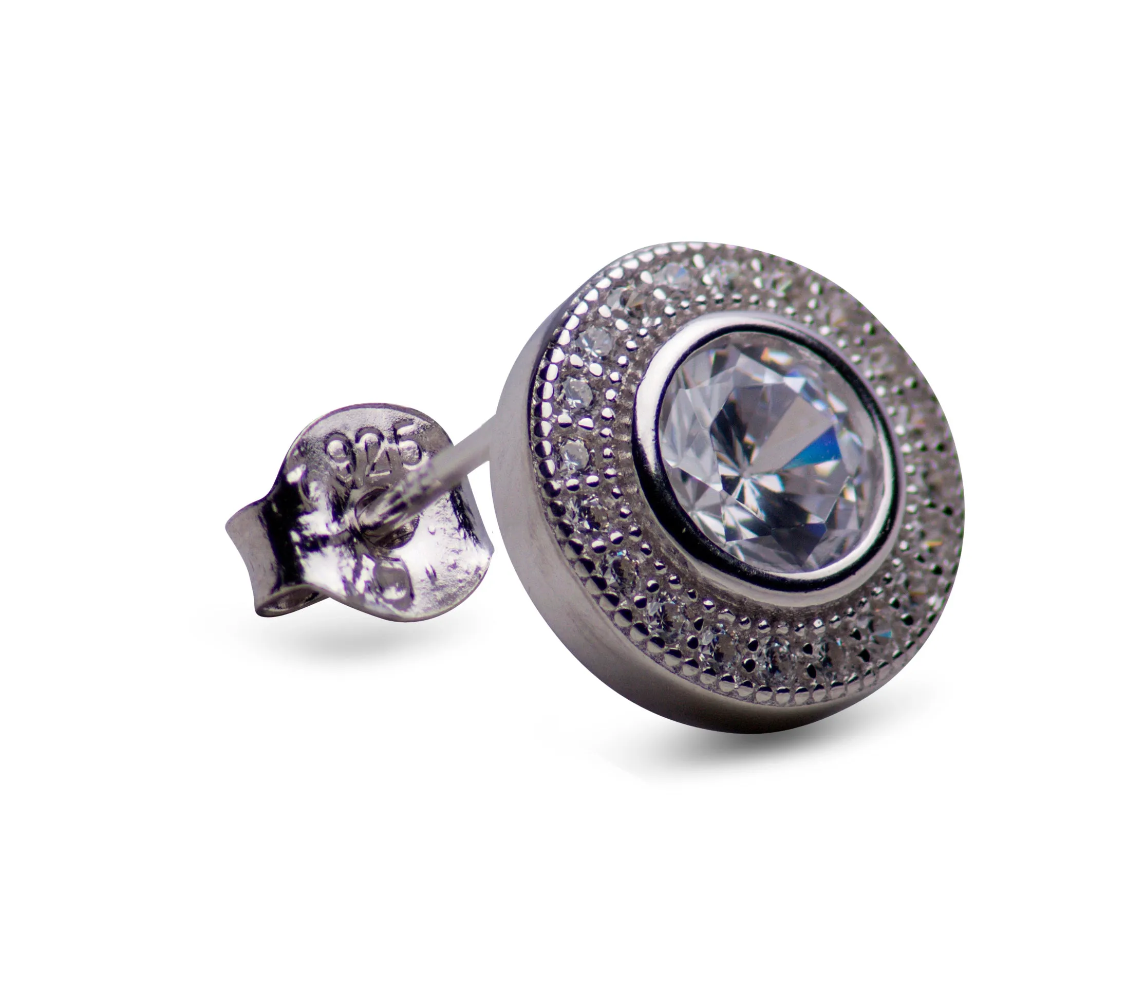 Diamond Simulant Halo Earrings