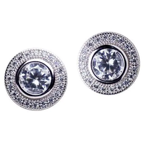 Diamond Simulant Halo Earrings
