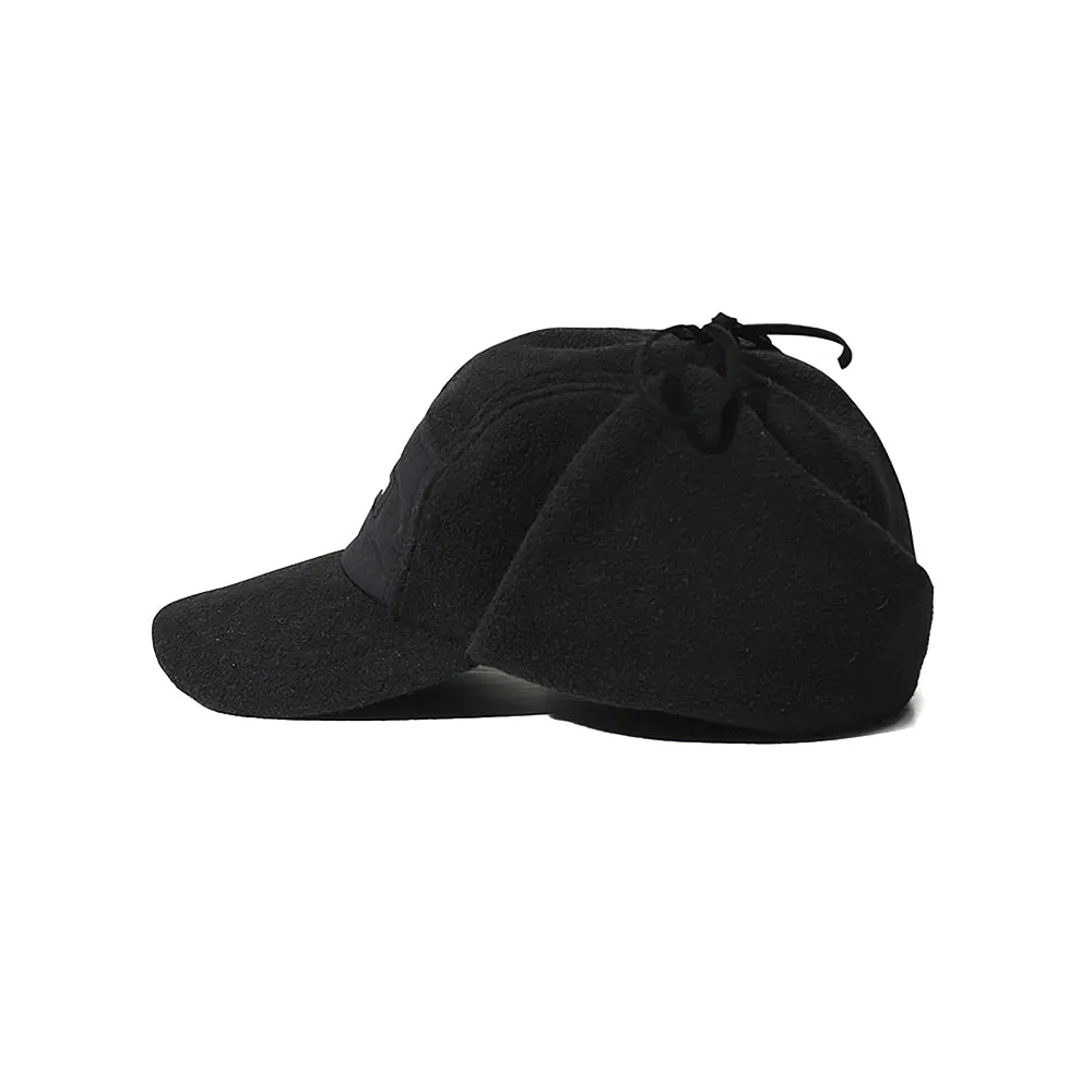 EARFLAP 5 PANEL FLEECE HAT BLACK