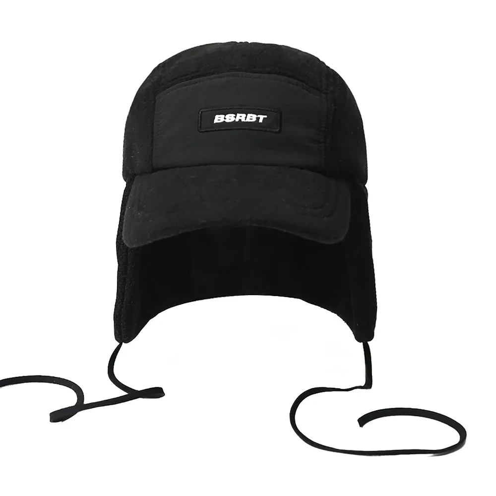 EARFLAP 5 PANEL FLEECE HAT BLACK